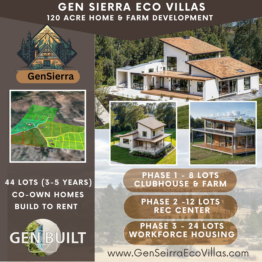 GenSierra Eco Villas — 120 acre home and farm development overview