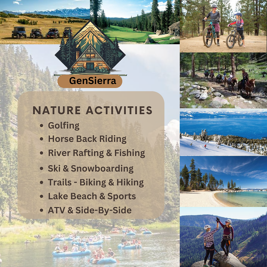 Collage of Sierra Nevada activities available near GenSierra